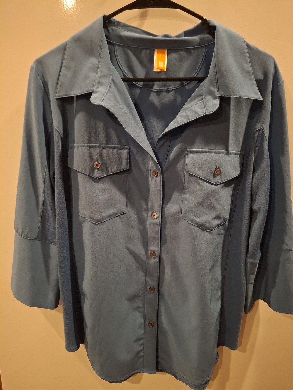 Lucy Light Blue Button-Front Shirt Jacket